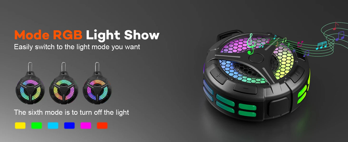 Ortizan Bluetooth Shower Speaker IPX7 Waterproof Bluetooth Speaker with LED Lights 15W HD Stereo Sound Portable Wireless Speaker