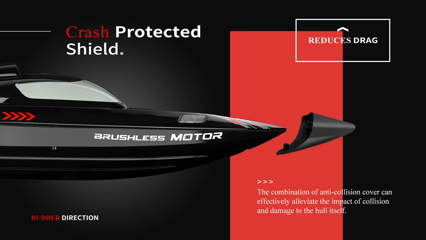 WLtoys WL916 RC Boat 2.4Ghz 55KM/H Brushless High Speed Racing Ship Remote Control Speedboat Toys For Adults with 2 Batteries