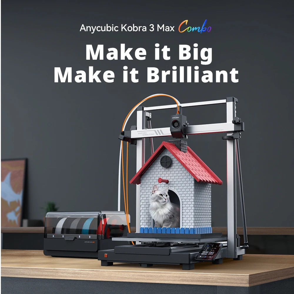ANYCUBIC Kobra 3 Max Combo Multi-Color 3D Printer Max Speed 600mm/s Massive Build Volume 500*420*420mm Smart APP Control