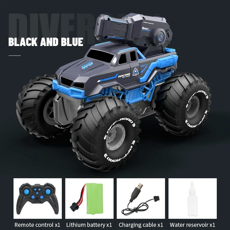 DWI DOWELLIN 2.4G water shooting remote control amphibious vehicle remote control waterproof stunt car toy children's gift
