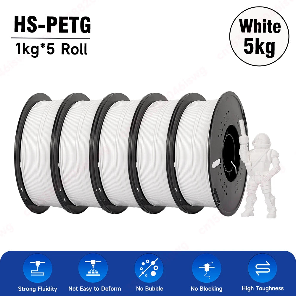 KINGROON PETG/HS-PETG 3D Filament 1KG/Roll 1.75mm ±0.03mm 3d printing wire materials black, white, gray Vacuum Packing Fast Ship