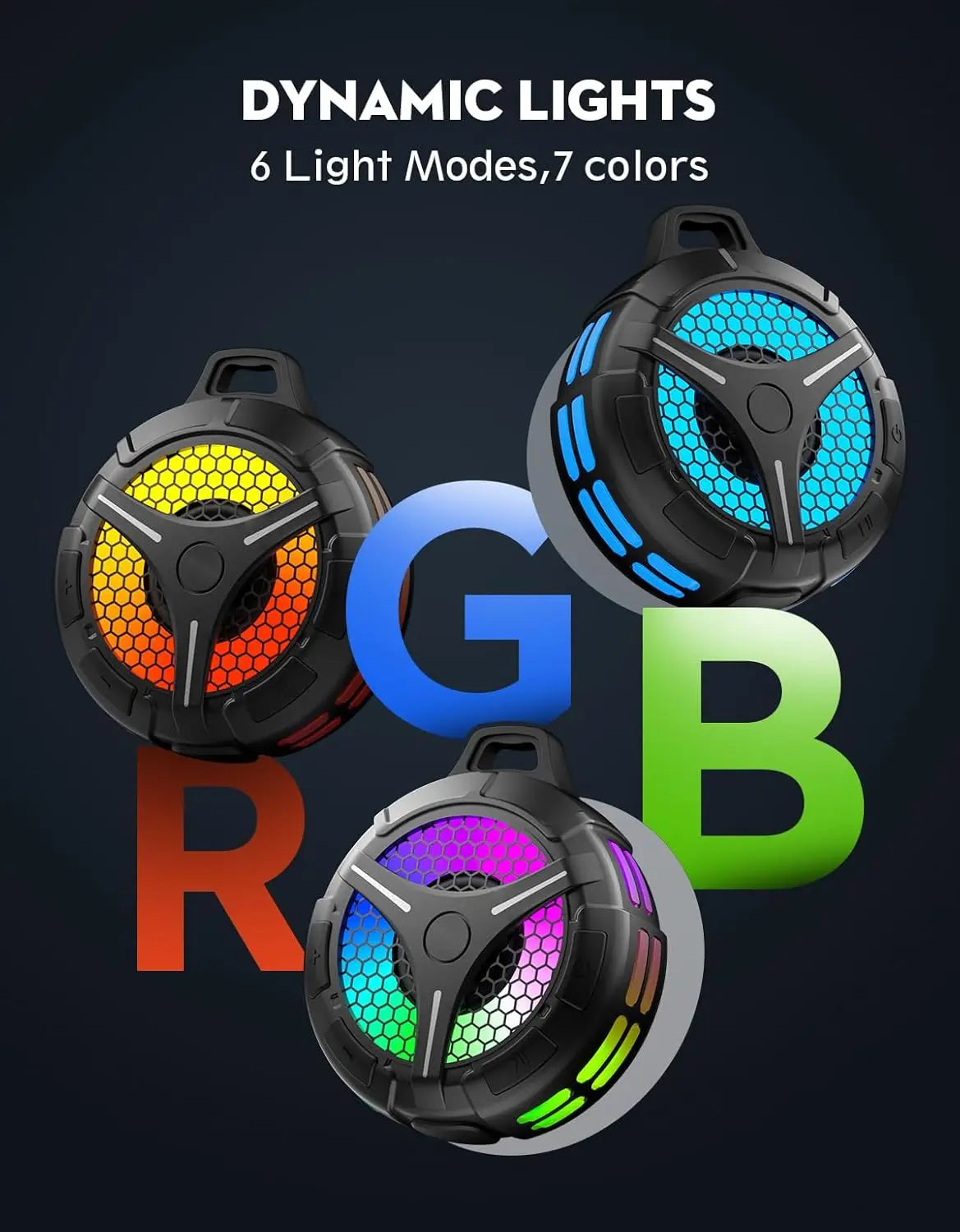 Ortizan Bluetooth Shower Speaker IPX7 Waterproof Bluetooth Speaker with LED Lights 15W HD Stereo Sound Portable Wireless Speaker