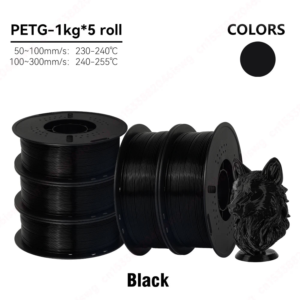 KINGROON PETG/HS-PETG 3D Filament 1KG/Roll 1.75mm ±0.03mm 3d printing wire materials black, white, gray Vacuum Packing Fast Ship