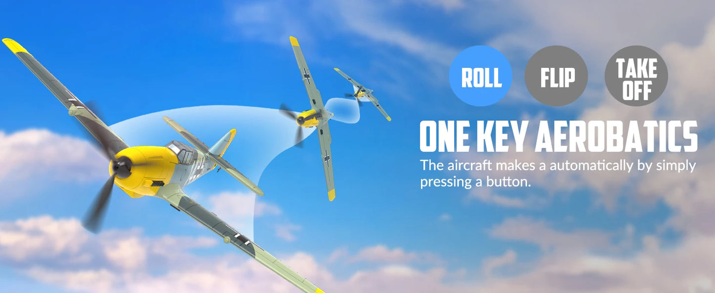 VOLANTEXRC RC Plane, 4 Channel Remote Control Airplane BF109 Fighter RTF with Aileron, Gyro, Aerobatics & 3 Modes Easy to Fly