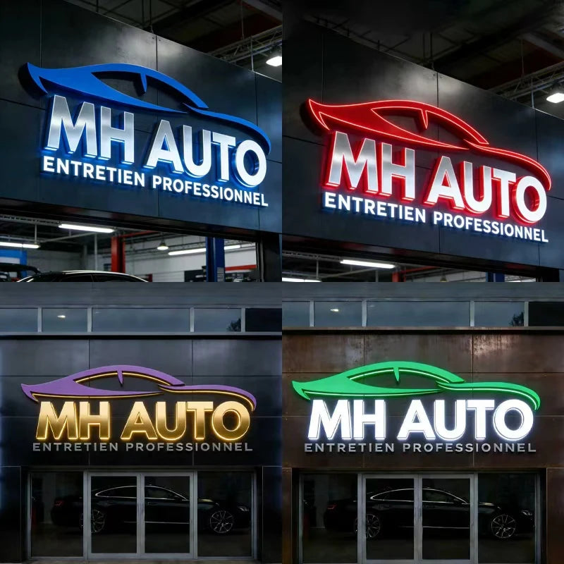 Custom Business Large 3D Led Letter Illuminated Sign Backlit Business Logo for Auto Shop Beauty Clinic Mobile Repair Store