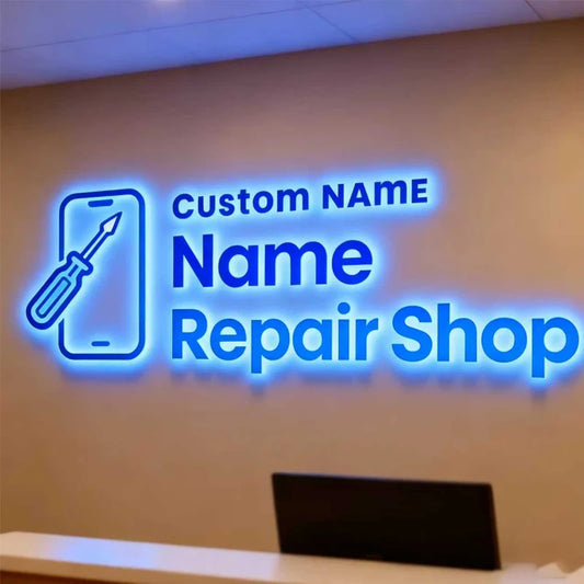 Custom Business Large 3D Led Letter Illuminated Sign Backlit Business Logo for Auto Shop Beauty Clinic Mobile Repair Store