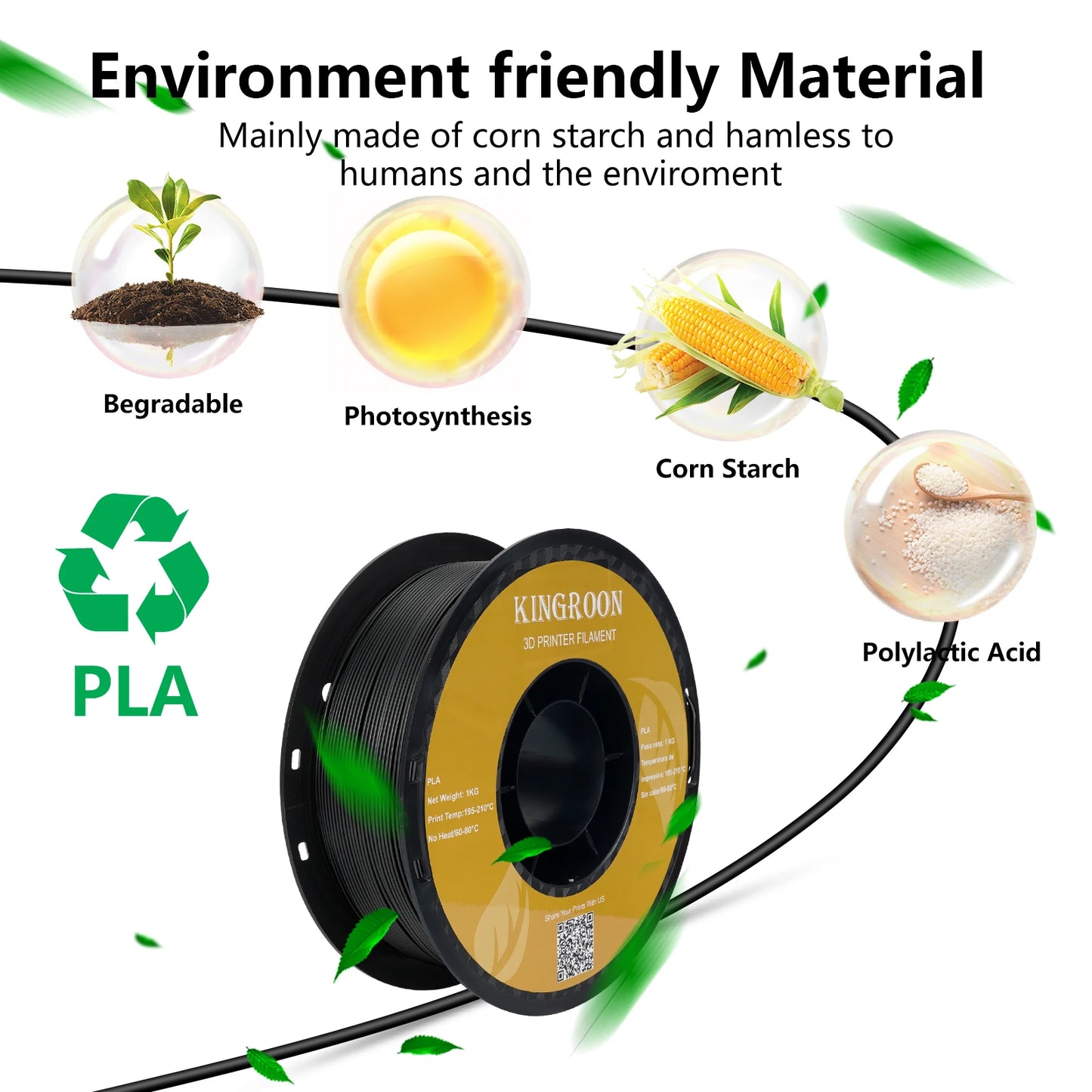 KINGROON 10KG PLA Filament PETG 3d Filament 1.75mm For 3D Printer Filament Bundle Mixed colors FDM Printing Material Fast Ship