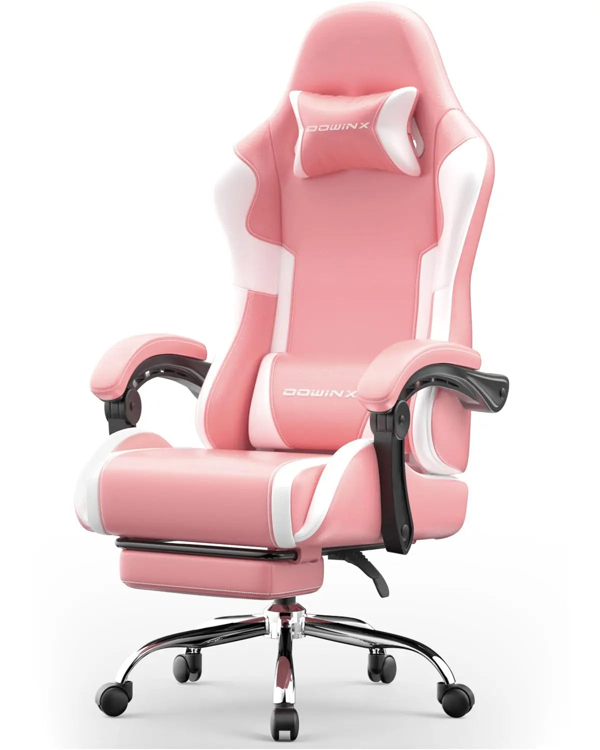 Ergonomic Gaming Chair with Footrest, Massage Lumbar Support, Adjustable Height & Headrest Pillow, Customized