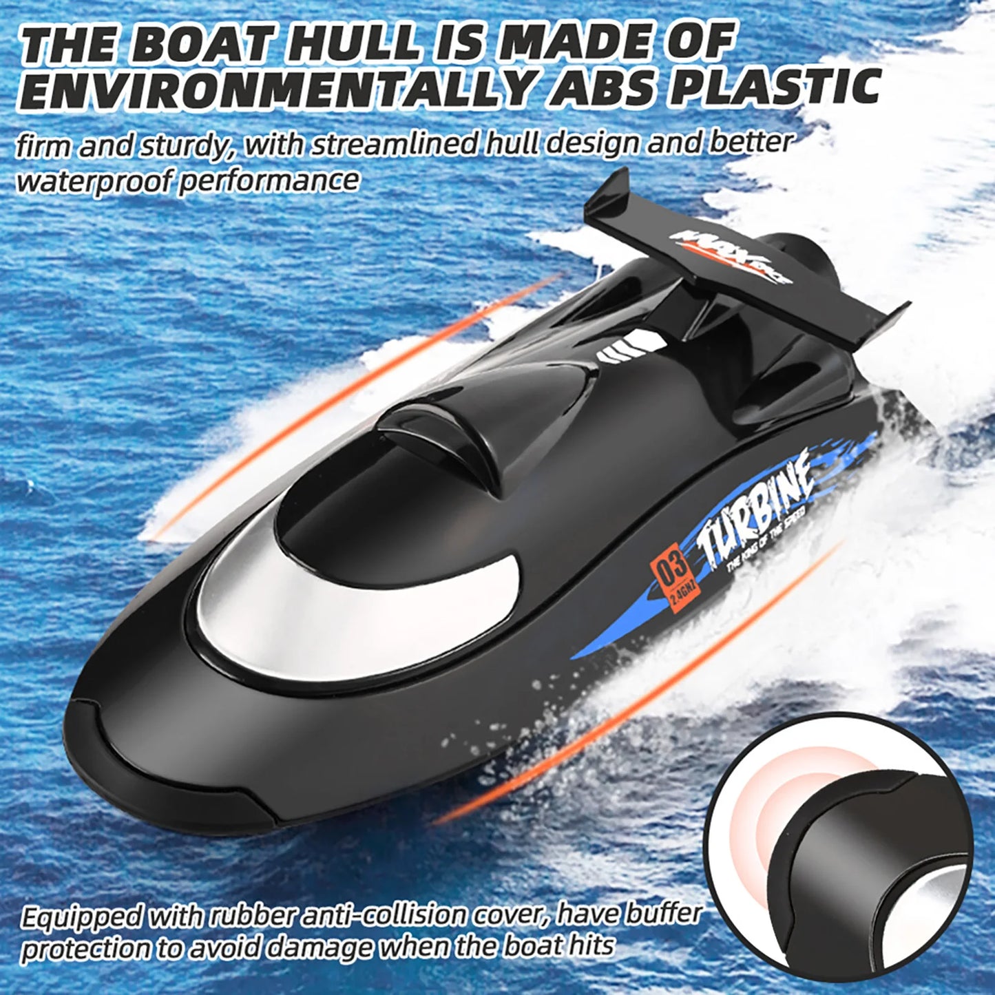 Waterproof RC Speed Boat Flytec V009 30km/h 2.4G 150m Remote Turbine Jet Drive Anti-Collision Electric Watercraft for Kids Adult