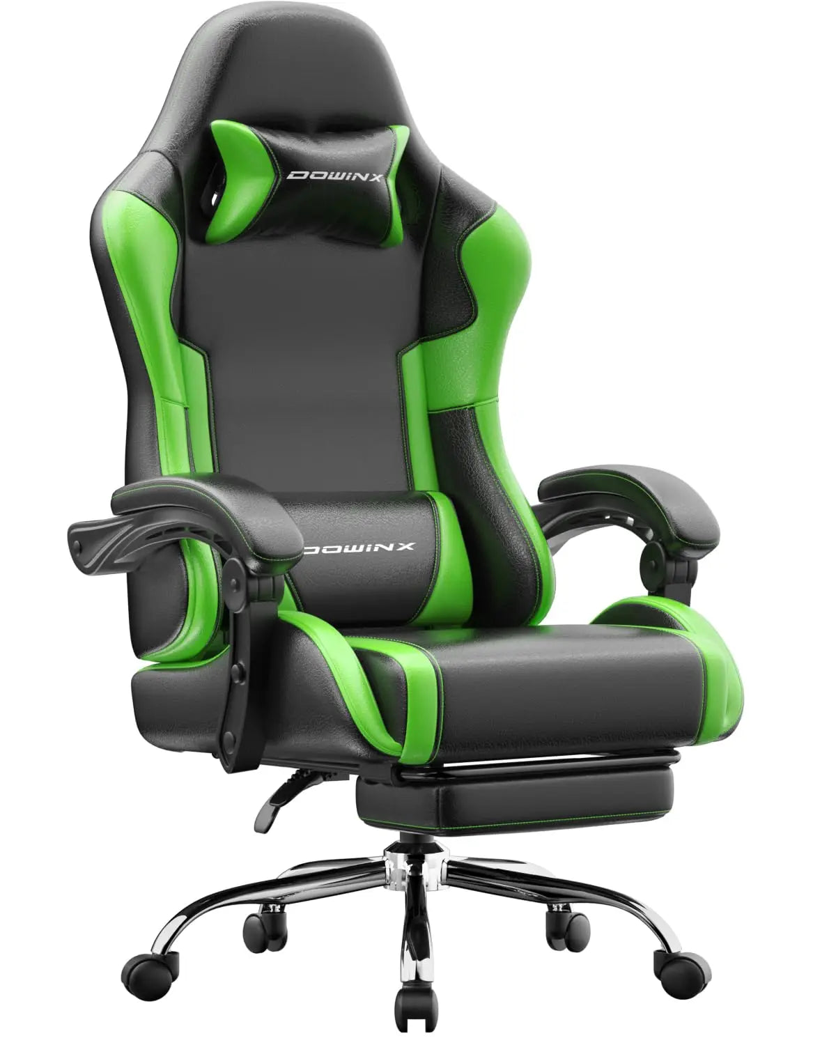 Ergonomic Gaming Chair with Footrest, Massage Lumbar Support, Adjustable Height & Headrest Pillow, Customized