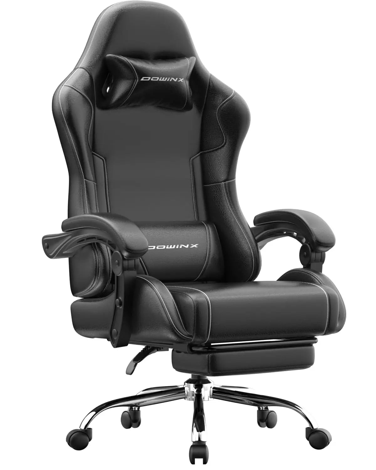 Ergonomic Gaming Chair with Footrest, Massage Lumbar Support, Adjustable Height & Headrest Pillow, Customized