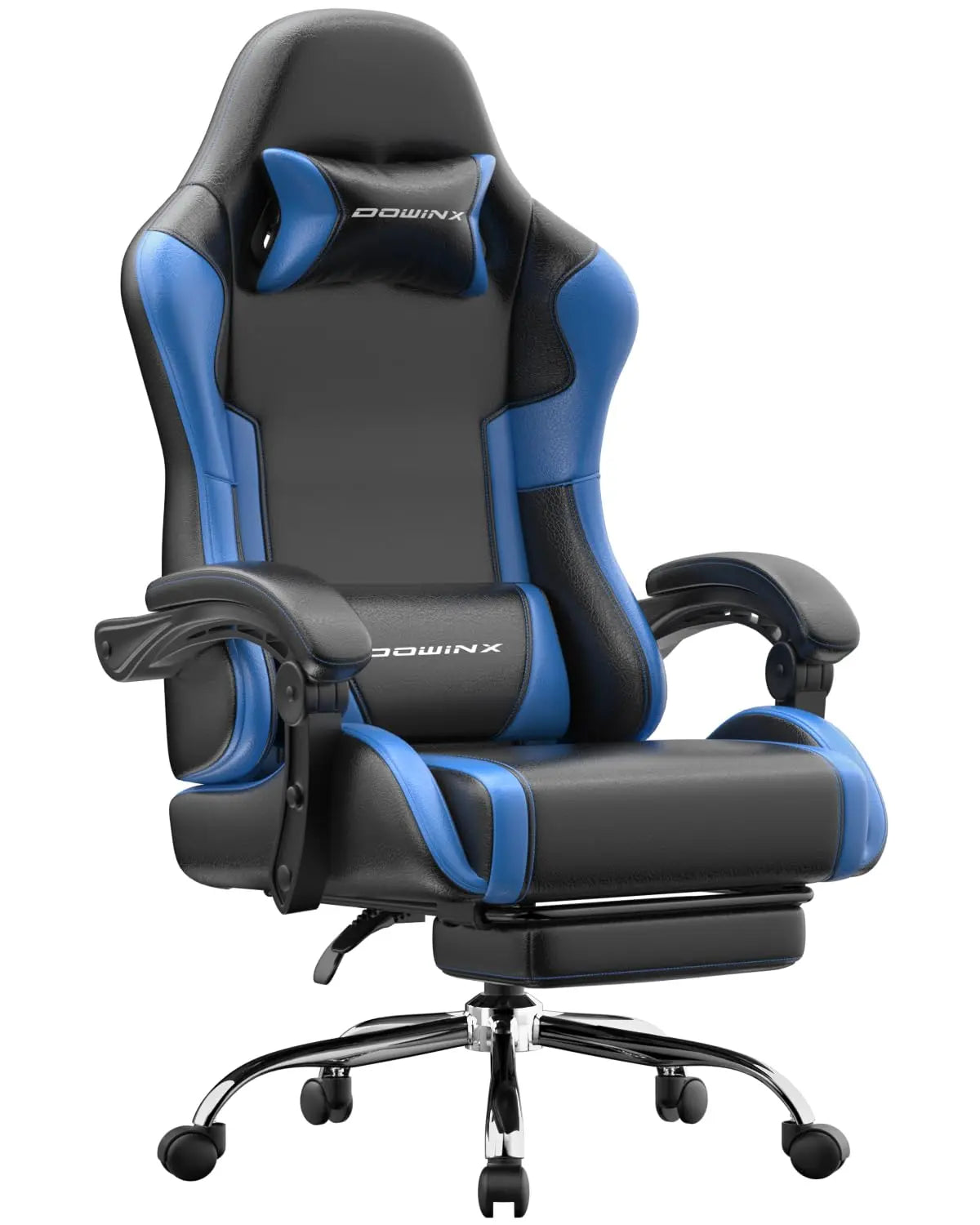 Ergonomic Gaming Chair with Footrest, Massage Lumbar Support, Adjustable Height & Headrest Pillow, Customized