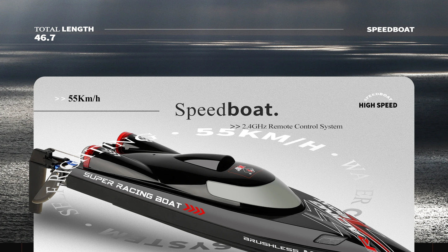 WLtoys WL916 RC Boat 2.4Ghz 55KM/H Brushless High Speed Racing Ship Remote Control Speedboat Toys For Adults with 2 Batteries
