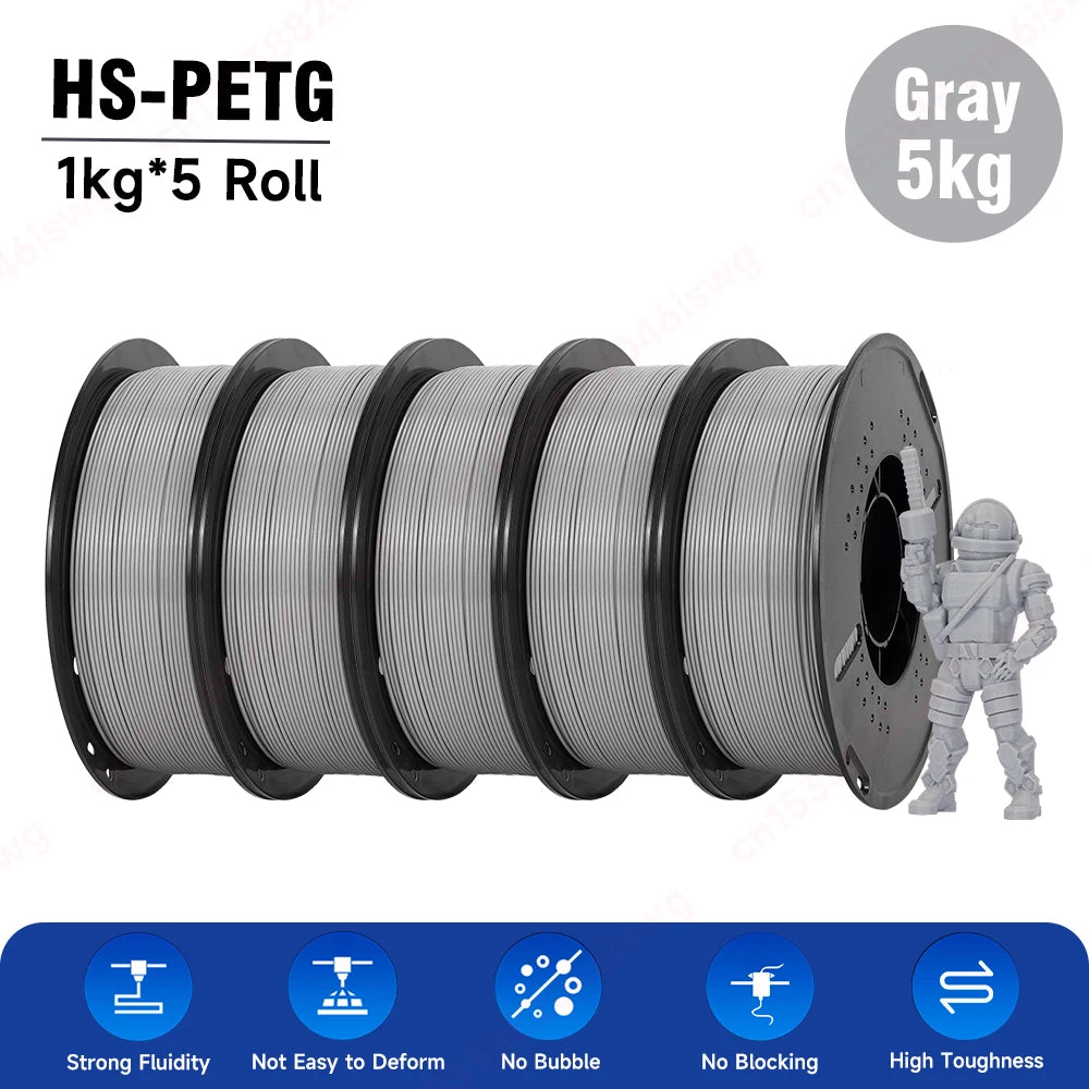 KINGROON PETG/HS-PETG 3D Filament 1KG/Roll 1.75mm ±0.03mm 3d printing wire materials black, white, gray Vacuum Packing Fast Ship