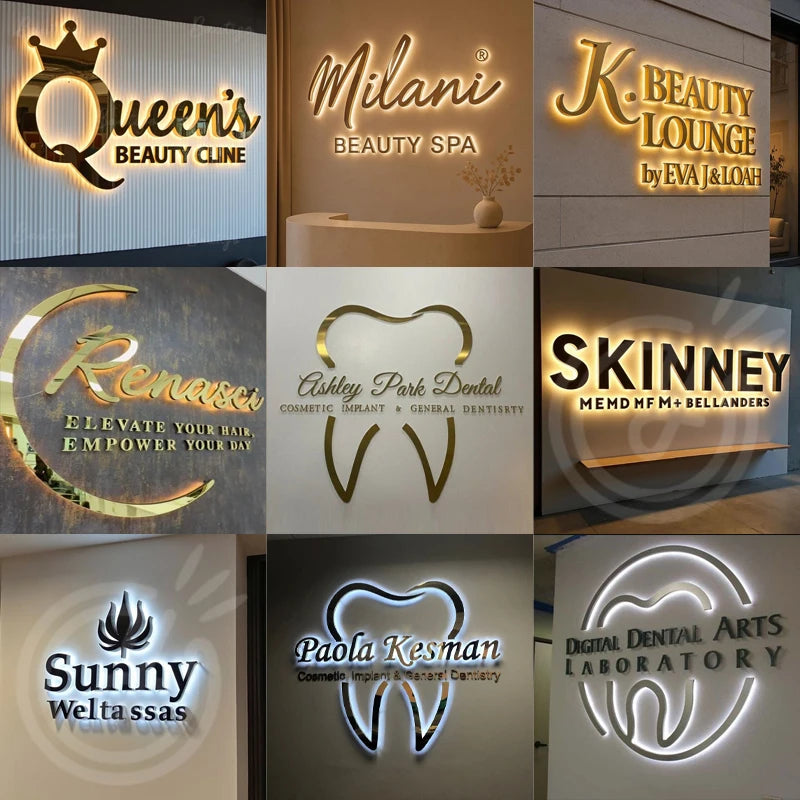 Custom Business Large 3D Led Letter Illuminated Sign Backlit Business Logo for Auto Shop Beauty Clinic Mobile Repair Store