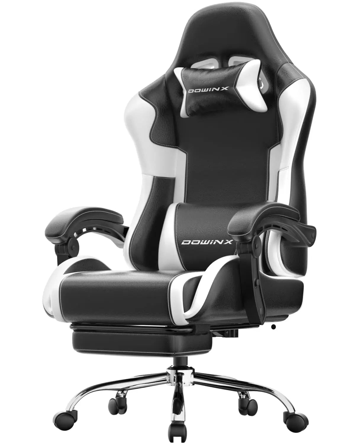 Ergonomic Gaming Chair with Footrest, Massage Lumbar Support, Adjustable Height & Headrest Pillow, Customized
