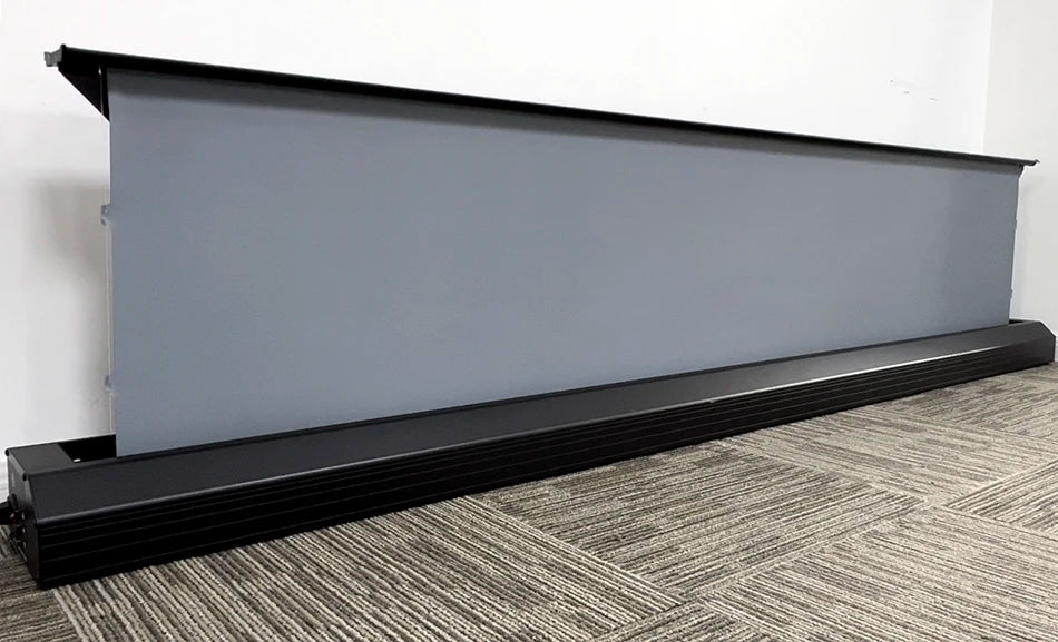 150 Inch Max Electric ALR CLR Rollable Floor Rising Long Throw Projector Screen Grey Crystal Ambient Light Rejecting HD 3D 8K
