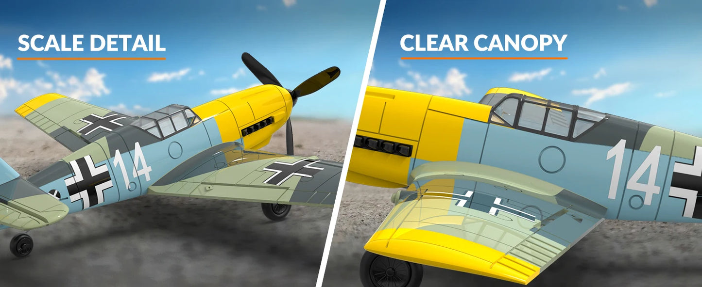 VOLANTEXRC RC Plane, 4 Channel Remote Control Airplane BF109 Fighter RTF with Aileron, Gyro, Aerobatics & 3 Modes Easy to Fly