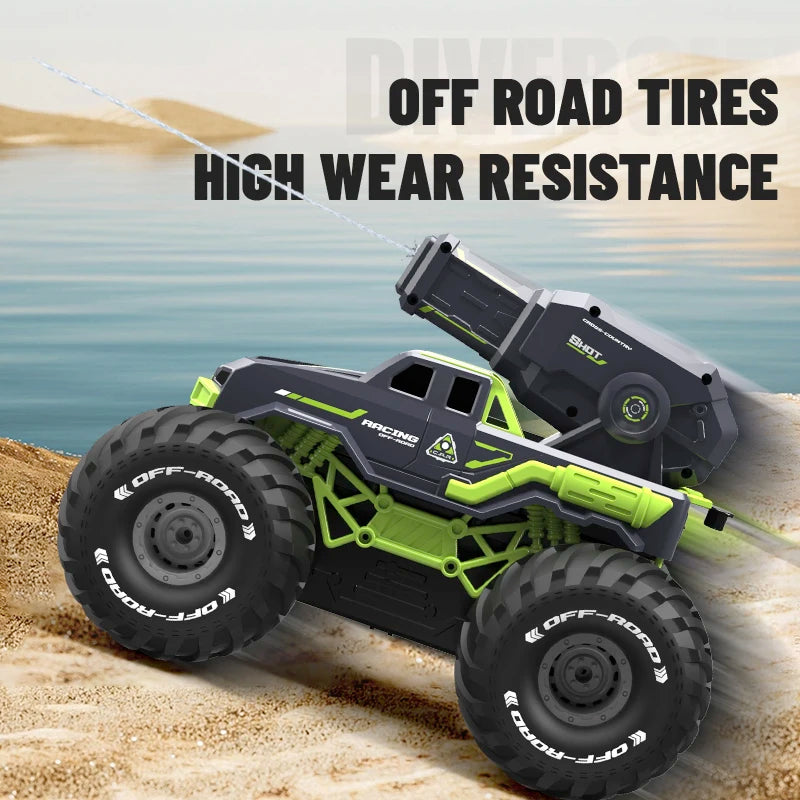 DWI DOWELLIN 2.4G water shooting remote control amphibious vehicle remote control waterproof stunt car toy children's gift