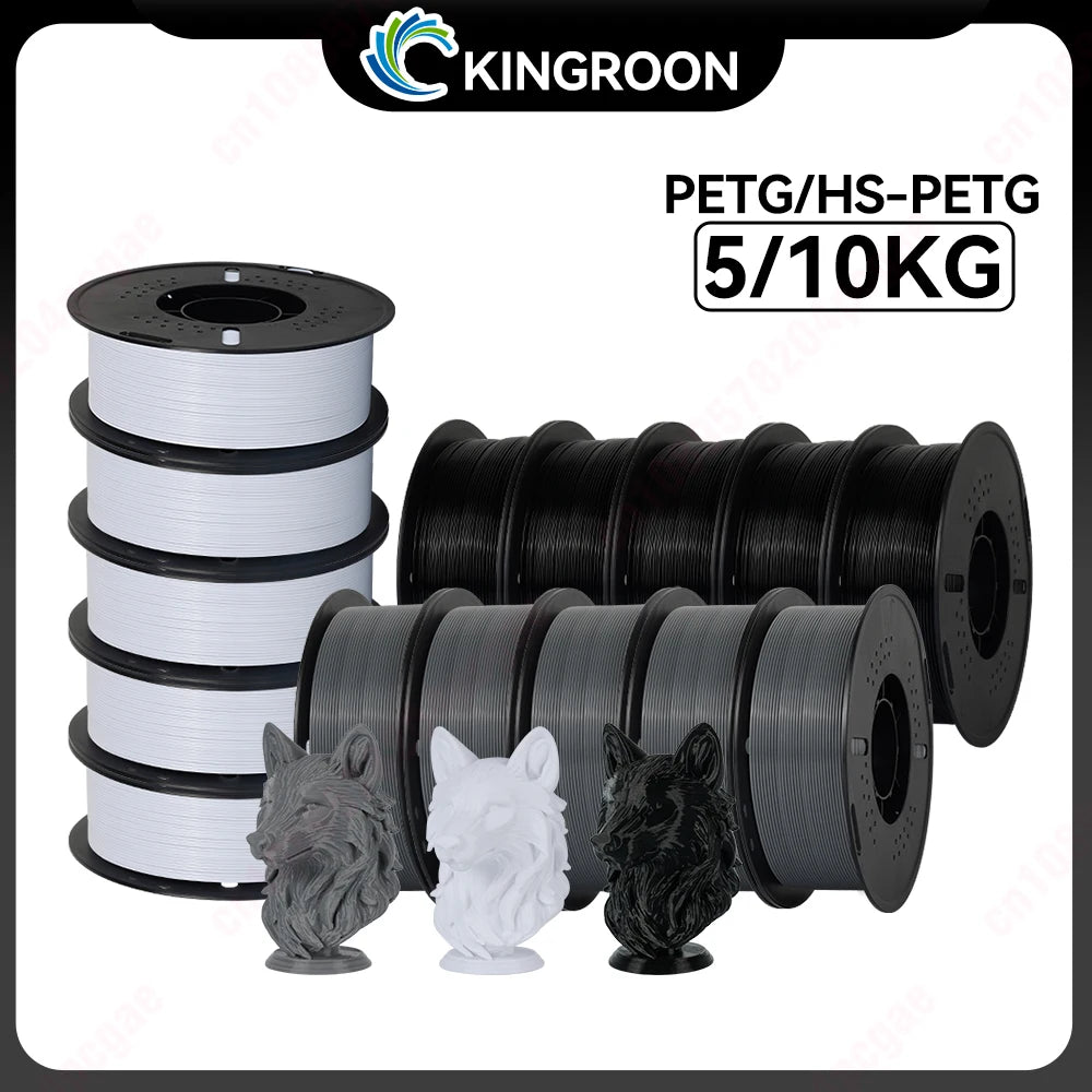KINGROON PETG/HS-PETG 3D Filament 1KG/Roll 1.75mm ±0.03mm 3d printing wire materials black, white, gray Vacuum Packing Fast Ship