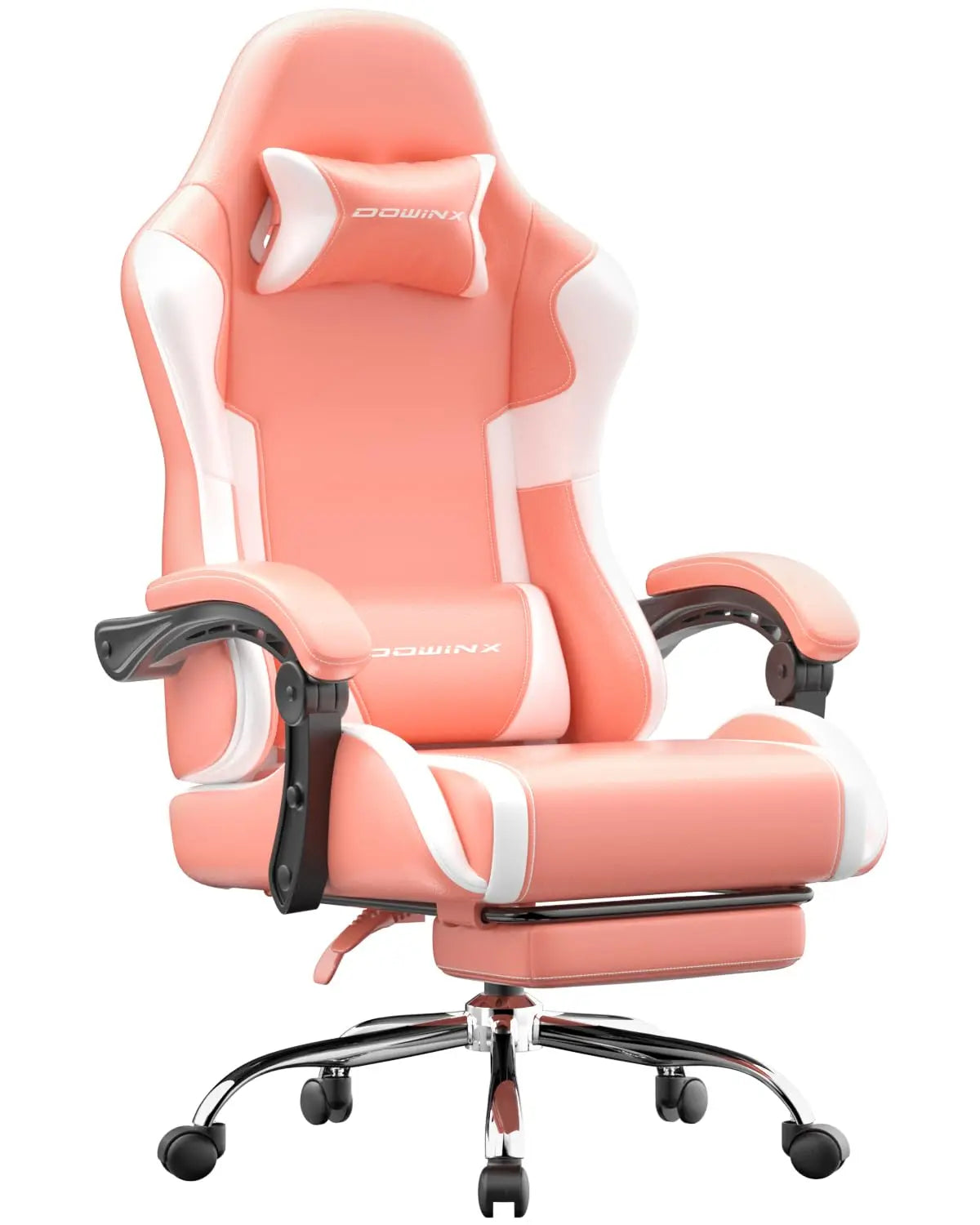 Ergonomic Gaming Chair with Footrest, Massage Lumbar Support, Adjustable Height & Headrest Pillow, Customized