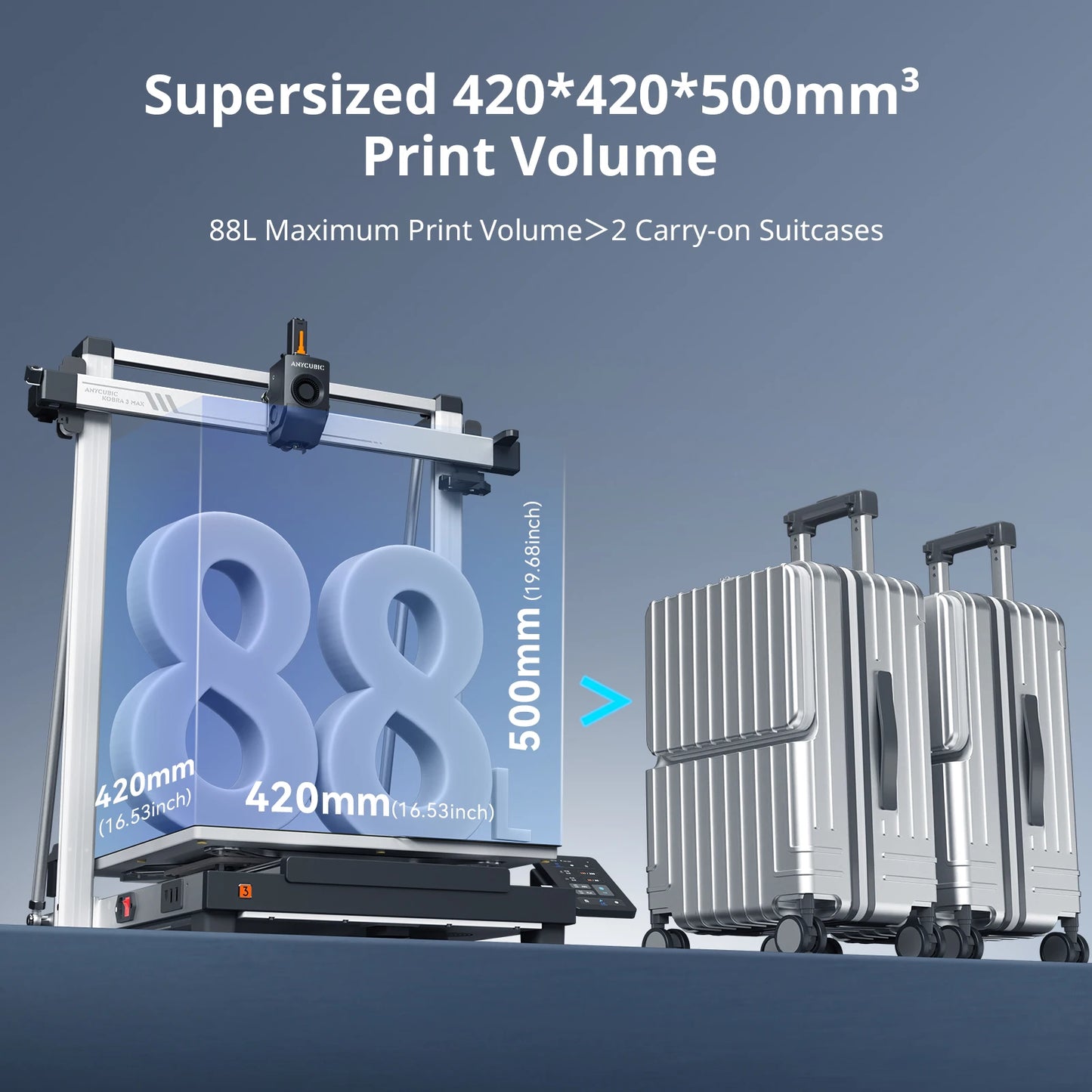 ANYCUBIC Kobra 3 Max Combo Multi-Color 3D Printer Max Speed 600mm/s Massive Build Volume 500*420*420mm Smart APP Control