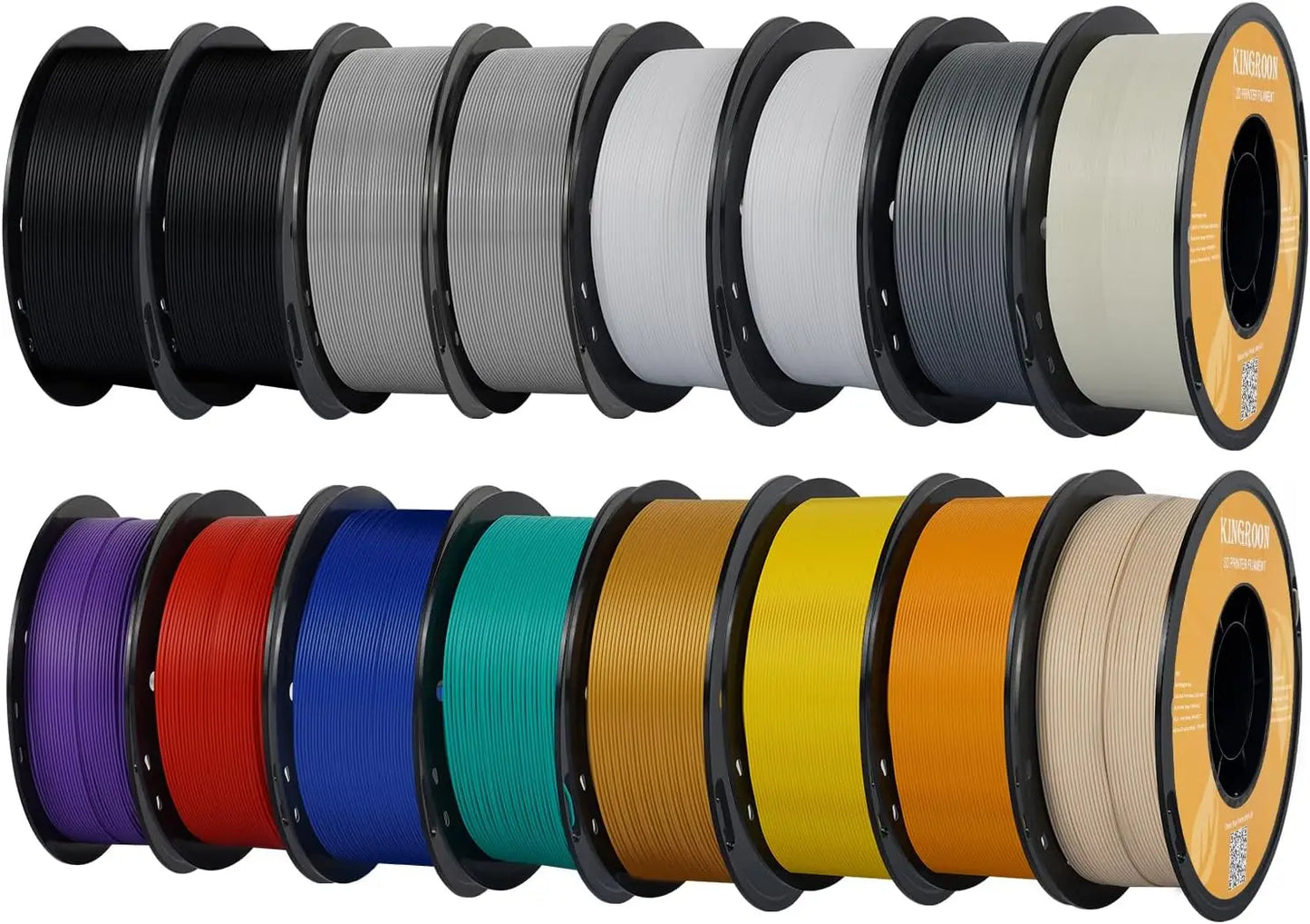 PLA+ 3D Printer Filament, 16 Rolls, High Accuracy +/-0.03mm, 1.75mm, Multi-Color Set