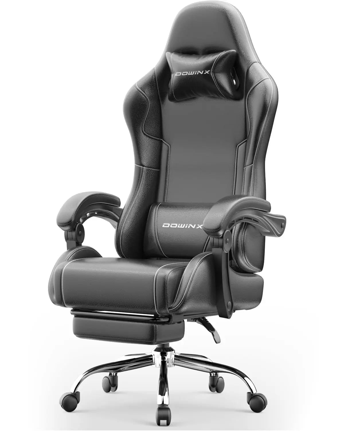 Ergonomic Gaming Chair with Footrest, Massage Lumbar Support, Adjustable Height & Headrest Pillow, Customized