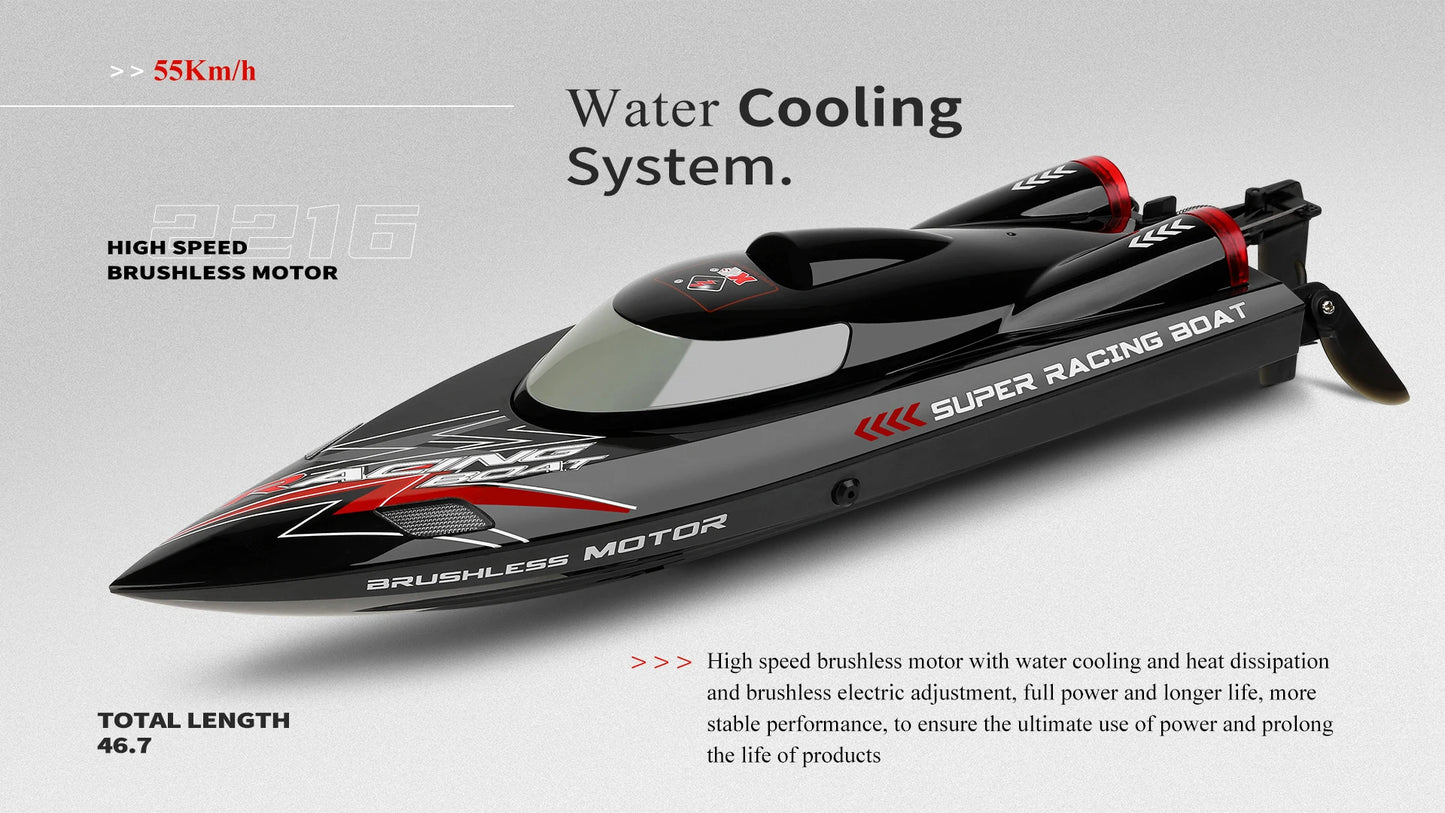 WLtoys WL916 RC Boat 2.4Ghz 55KM/H Brushless High Speed Racing Ship Remote Control Speedboat Toys For Adults with 2 Batteries