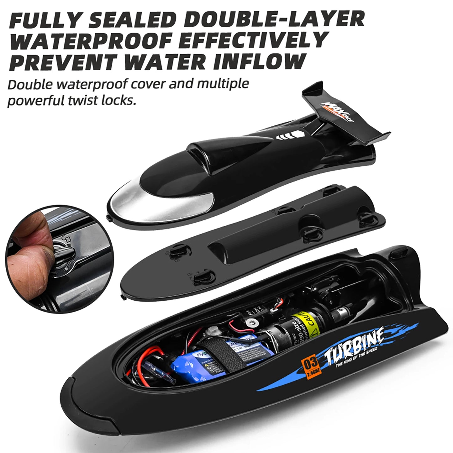 Waterproof RC Speed Boat Flytec V009 30km/h 2.4G 150m Remote Turbine Jet Drive Anti-Collision Electric Watercraft for Kids Adult
