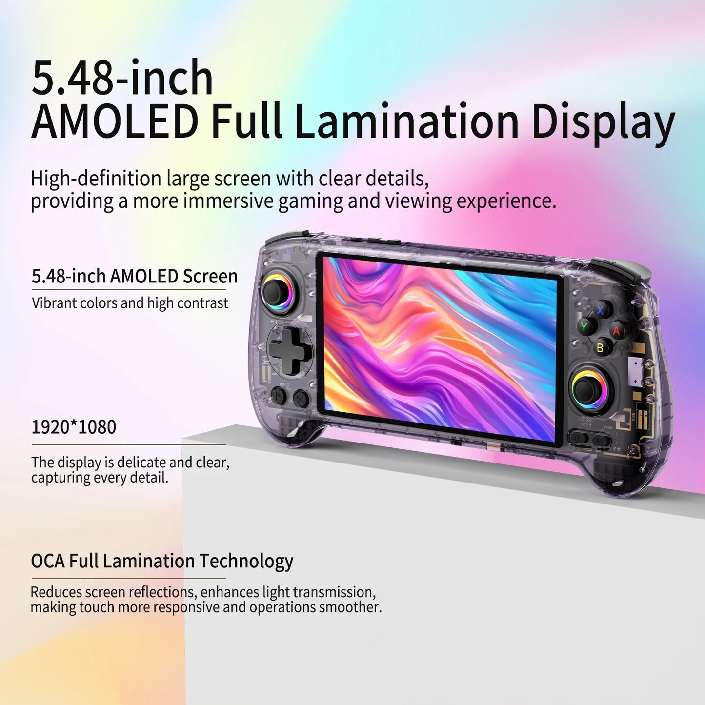 Anbernic RG557 Handheld Game Console 5.48" AMOLED Screen Dimensity 8300 Android 14 5500mAh Hall Triggers FOTA WIFI 1080p DP Out