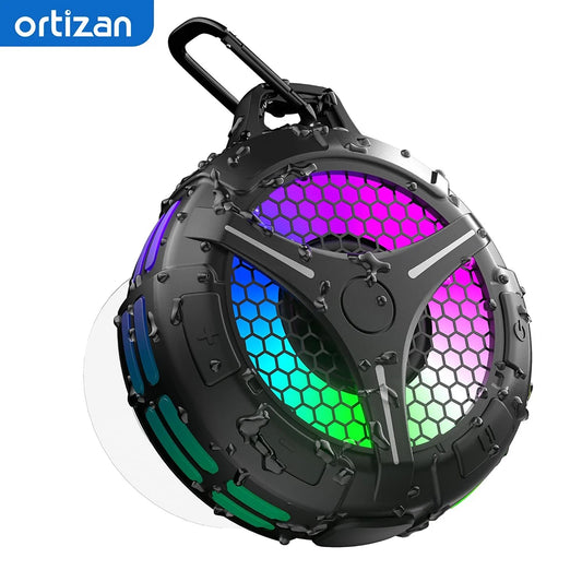 Ortizan Bluetooth Shower Speaker IPX7 Waterproof Bluetooth Speaker with LED Lights 15W HD Stereo Sound Portable Wireless Speaker