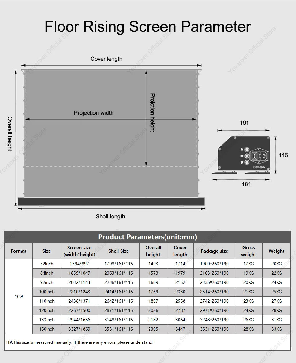 150 Inch Max Electric ALR CLR Rollable Floor Rising Long Throw Projector Screen Grey Crystal Ambient Light Rejecting HD 3D 8K
