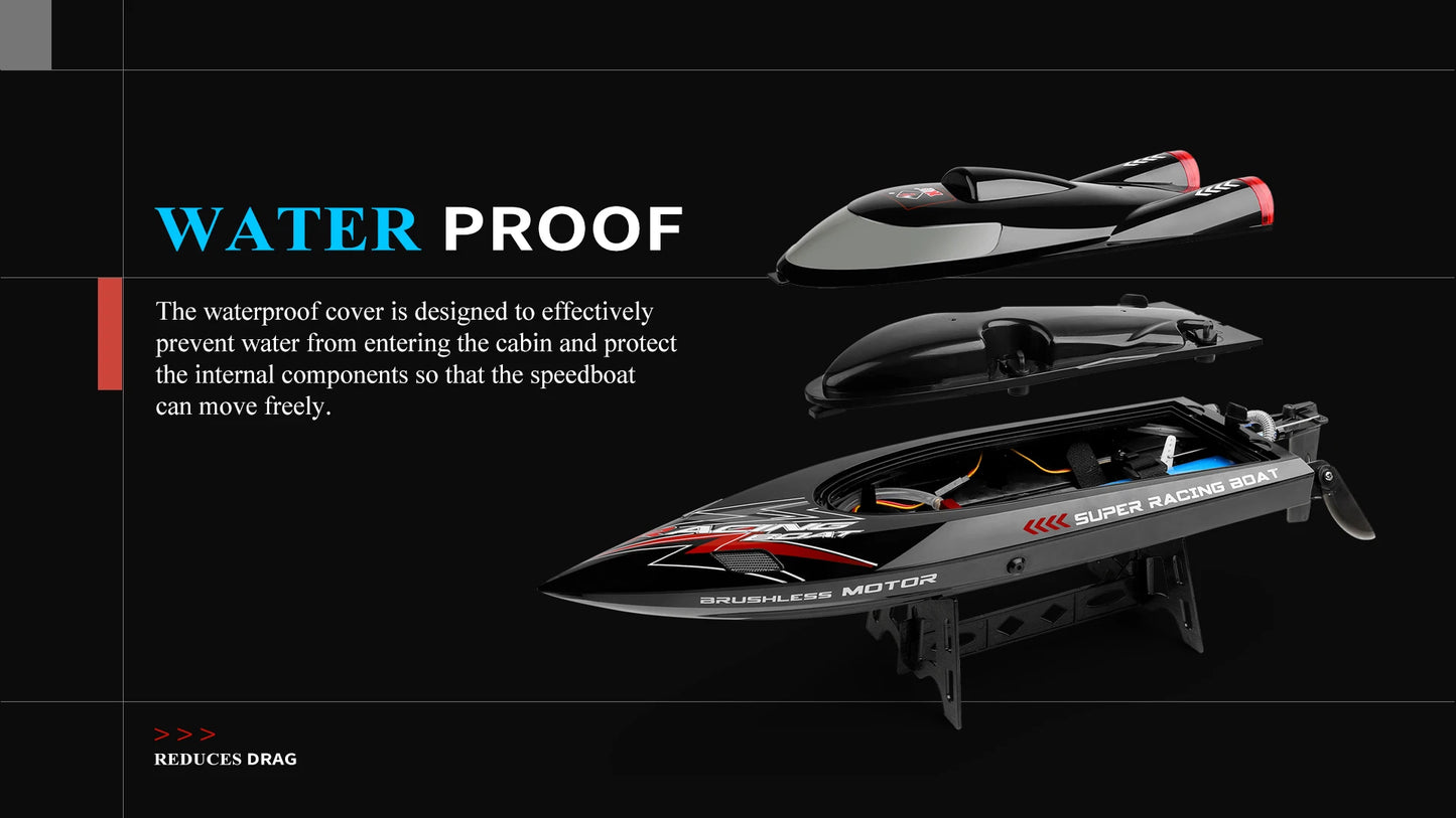 WLtoys WL916 RC Boat 2.4Ghz 55KM/H Brushless High Speed Racing Ship Remote Control Speedboat Toys For Adults with 2 Batteries