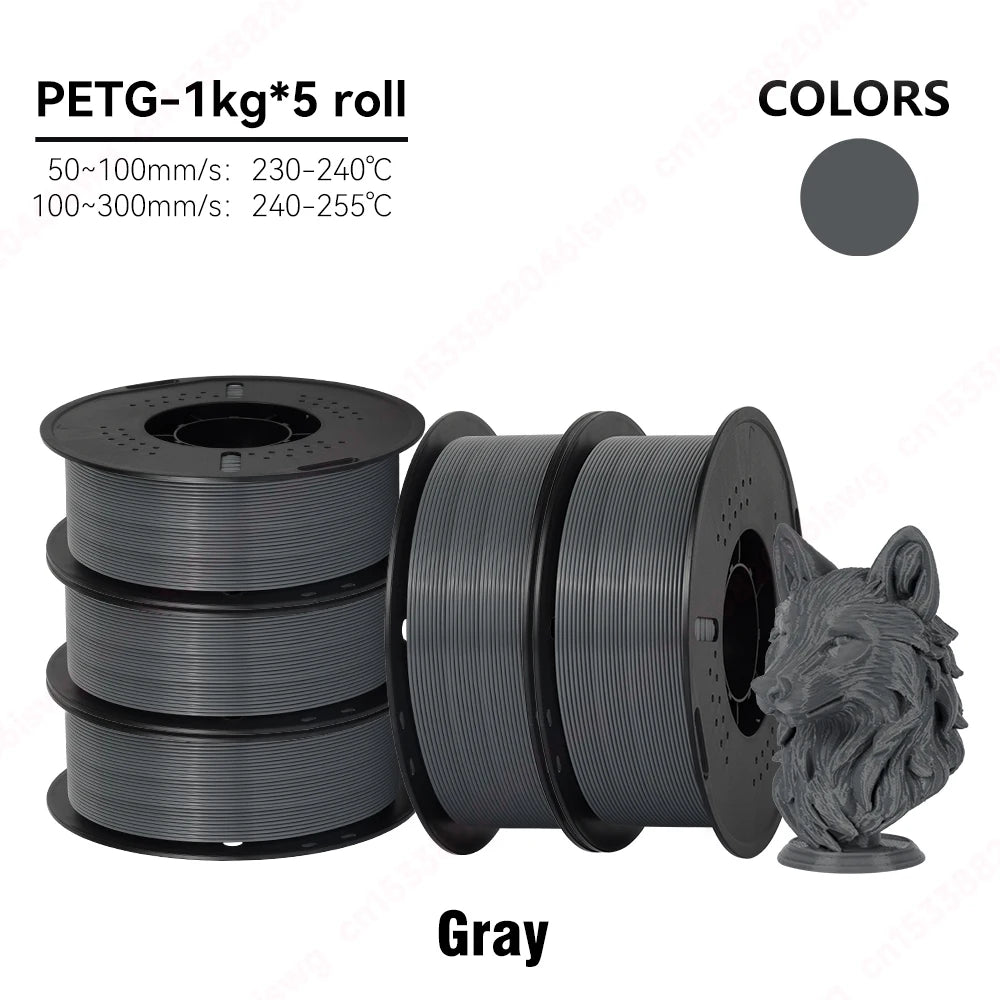 KINGROON PETG/HS-PETG 3D Filament 1KG/Roll 1.75mm ±0.03mm 3d printing wire materials black, white, gray Vacuum Packing Fast Ship