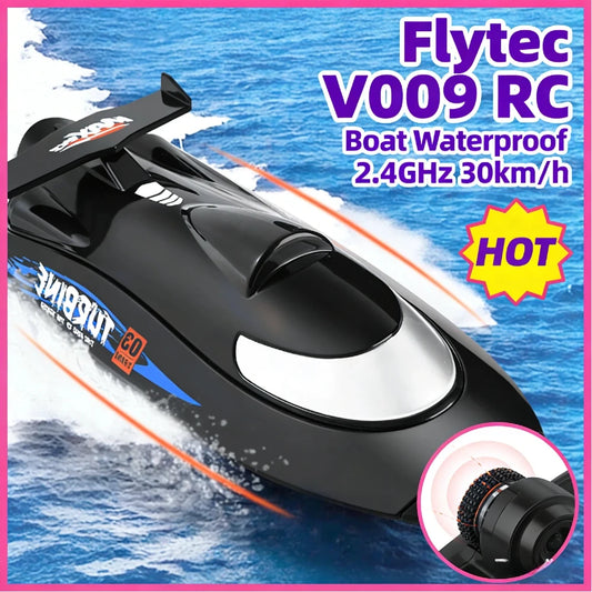 Waterproof RC Speed Boat Flytec V009 30km/h 2.4G 150m Remote Turbine Jet Drive Anti-Collision Electric Watercraft for Kids Adult