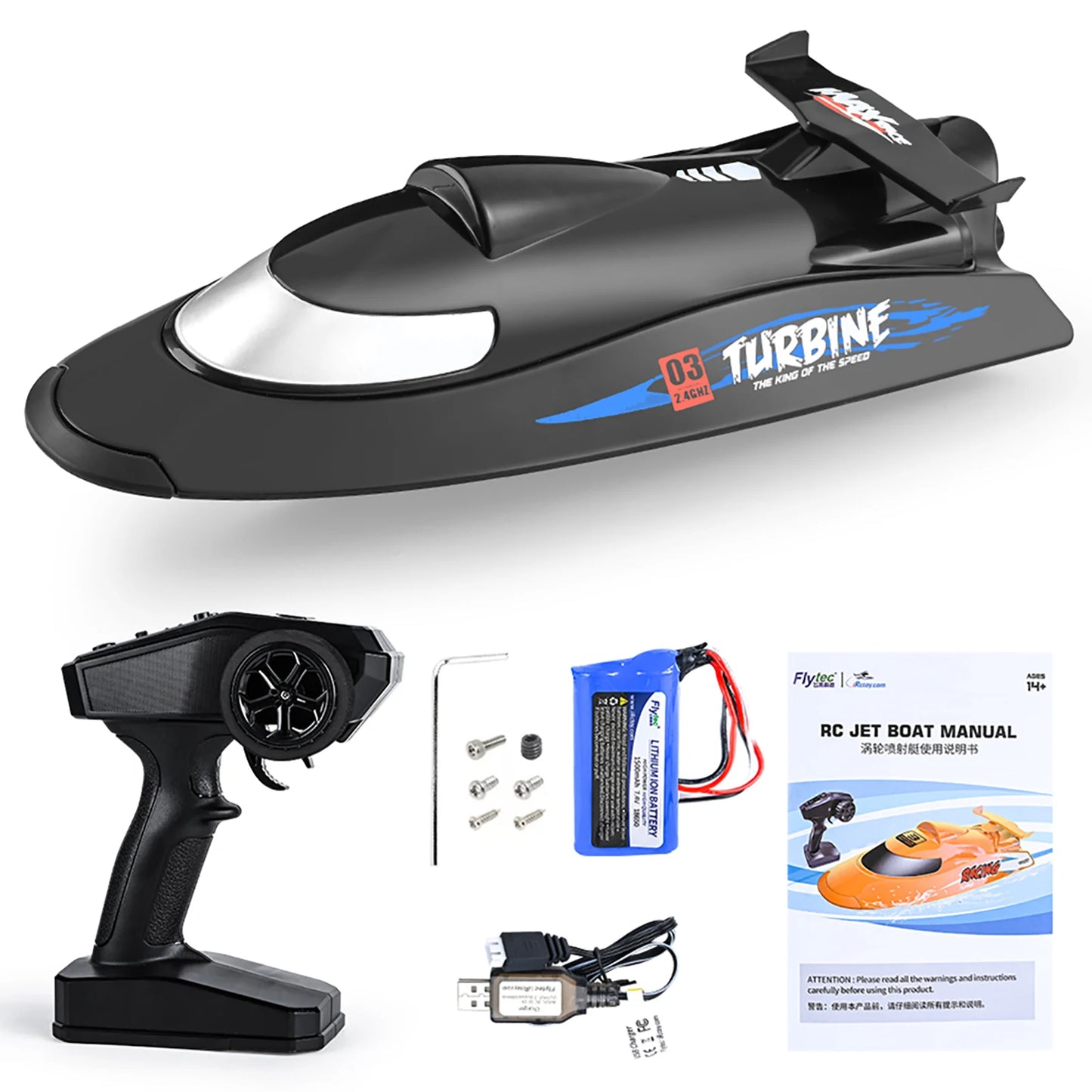 Waterproof RC Speed Boat Flytec V009 30km/h 2.4G 150m Remote Turbine Jet Drive Anti-Collision Electric Watercraft for Kids Adult